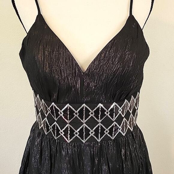 Joseph Ribkoff Y2K Baby Doll Dress Women's 10 Black Silver Sequin Festive Season - Picture 2 of 14